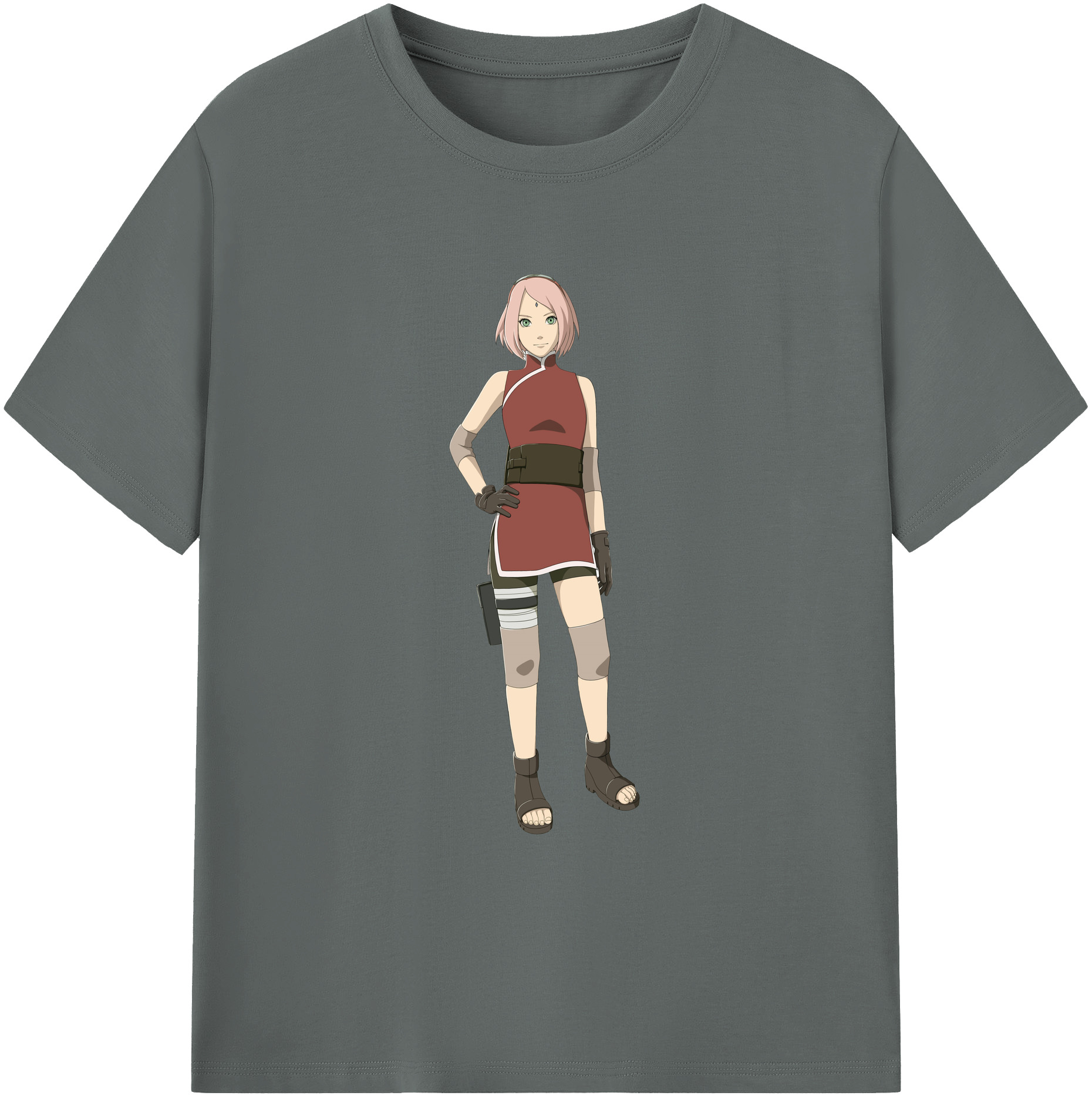 （画像用） NARUTO -ナルト- 春野サクラ Haruno Sakura 綿100％ メンズ半袖Tシャツ｜肌触りやわらか＆通気性